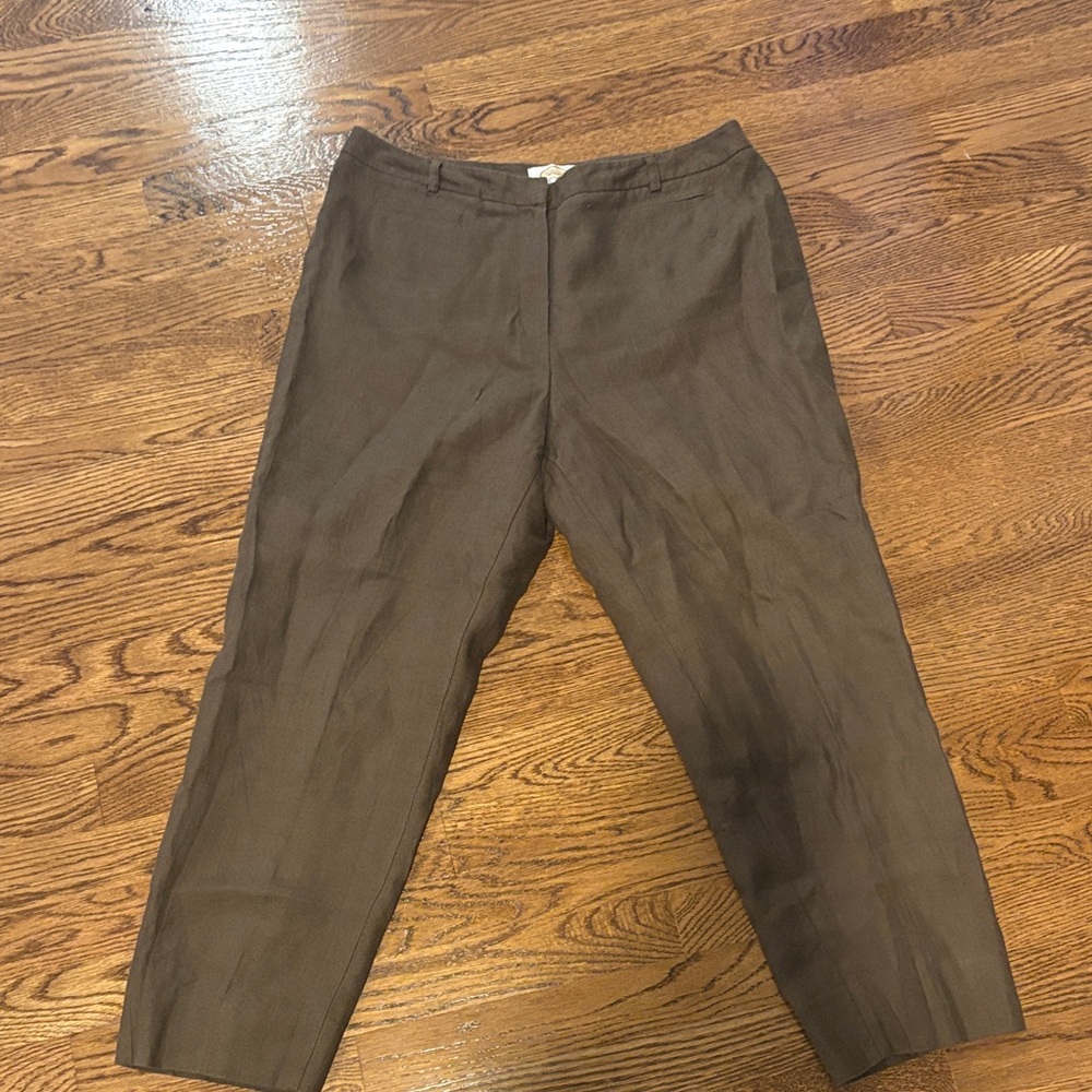 Talbots Women's Linen Brown Ankle Pants